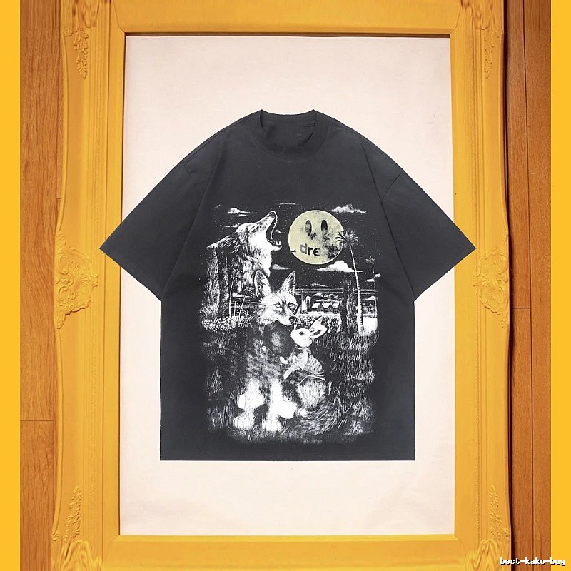 DREW Animal Print Street Style Black T-Shirt