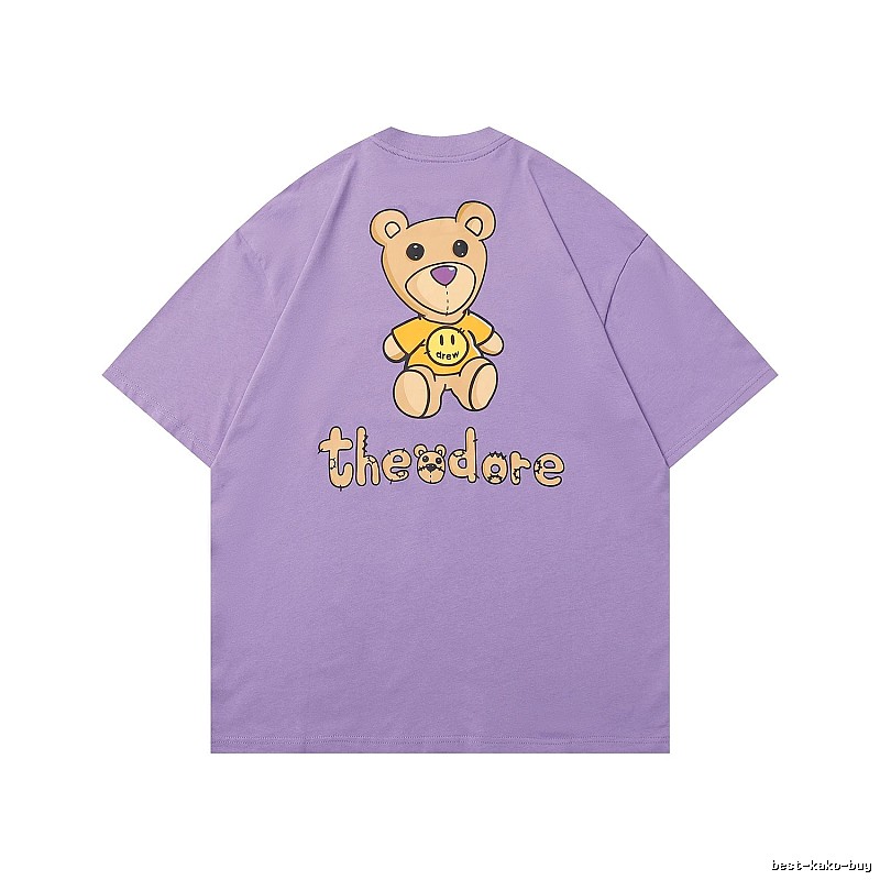 DREW Bear Print Street Style Purple T-shirt