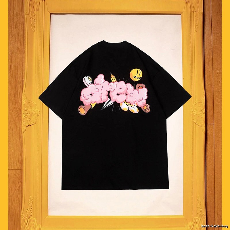 DREW Cloud Print Street Style Black Short Sleeve T-Shirt