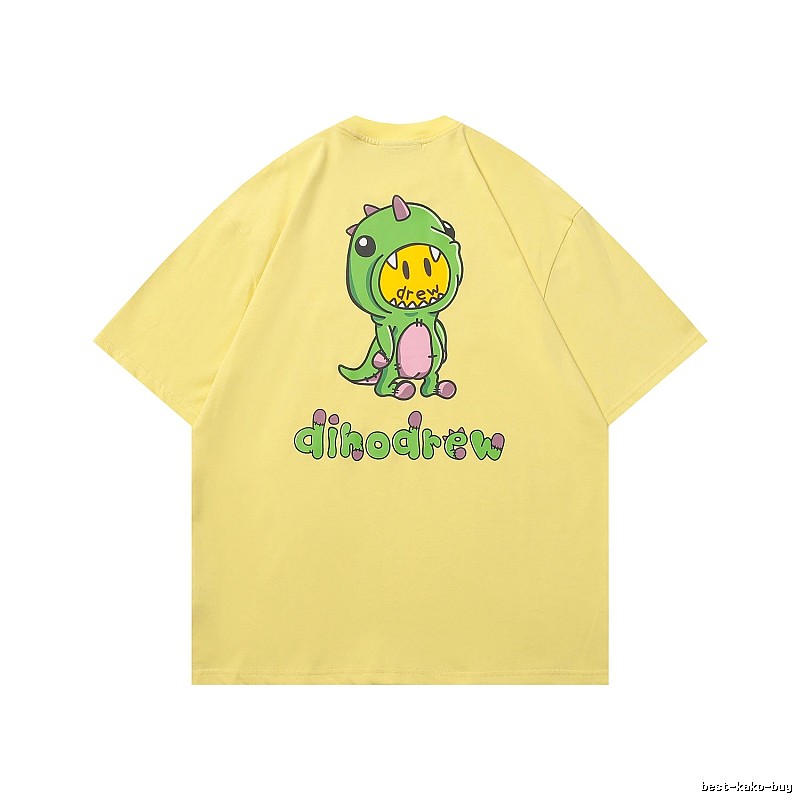 DREW Dinosaur Print Street Style Yellow Short-sleeve T-shirt