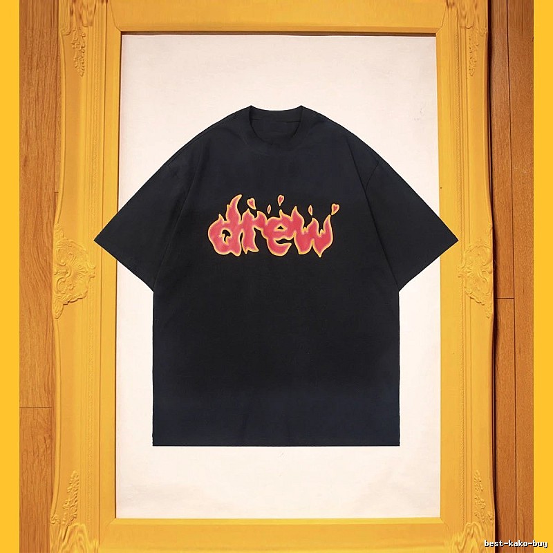 DREW Flame Heart Street Style Black T-shirt