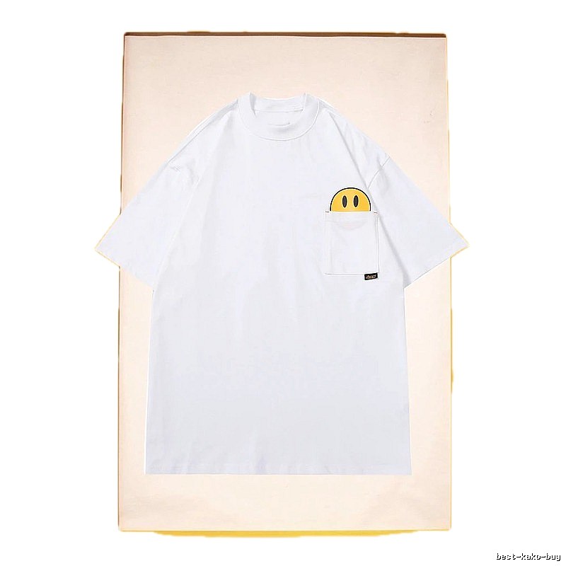 DREW Smiley Face Pocket Street Style White T-Shirt