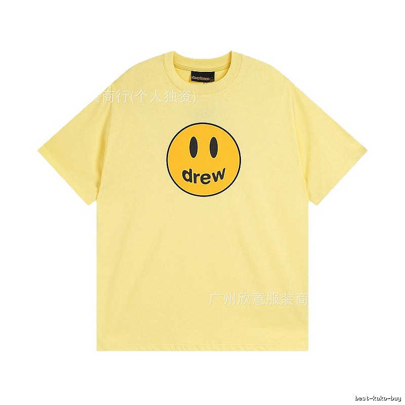 DREW Smiley Face Series Street Style Light Yellow T-shirt