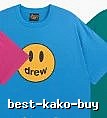DREW Smiley Face Street Style Blue Short Sleeve T-Shirt