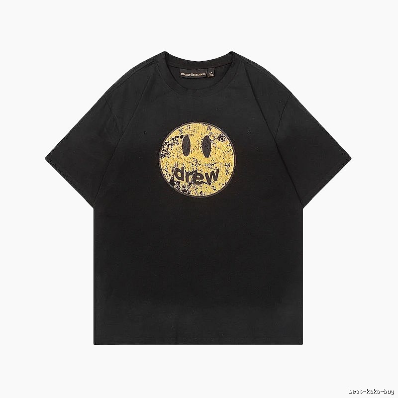 DREW Smiley Series Street Style Black T-shirt