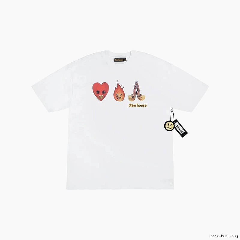 DrewHouse Heart Flame Print Street Style White T-shirt
