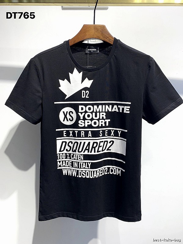 DSQ Maple Leaf Print Trendy Black Short-sleeve T-shirt