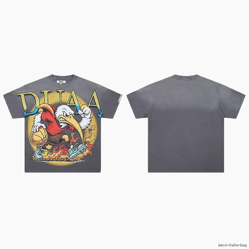 DUAA Basketball Print American Trendy Style Dark Grey T-Shirt