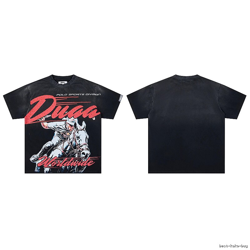 DUAA Vintage Style Black Polo T-Shirt
