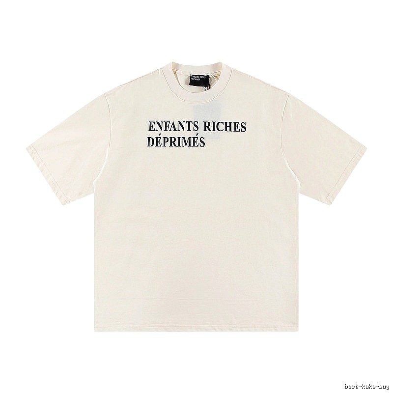 ERD Letter Print Minimalist Style Off-white Short-sleeve T-shirt