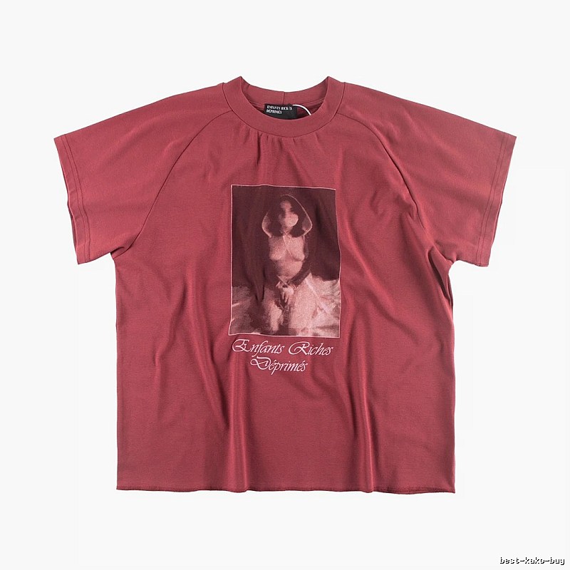 ERD Portrait Print Vintage Style Burgundy T-shirt