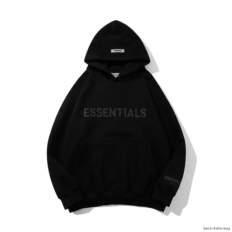 ESSENTIALS minimalist style black hoodie