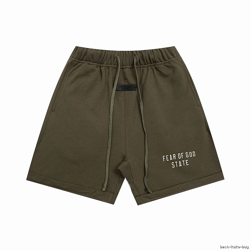ESSENTIALS Sporty Military Green Shorts