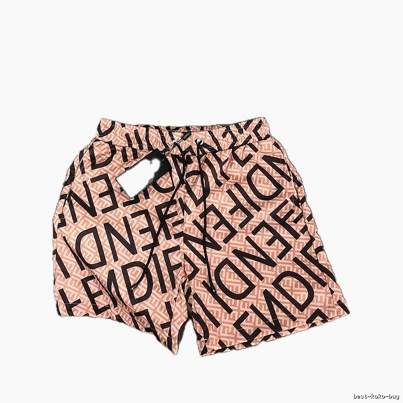 Fendi All-over Monogram Print Casual Pink-Brown Shorts