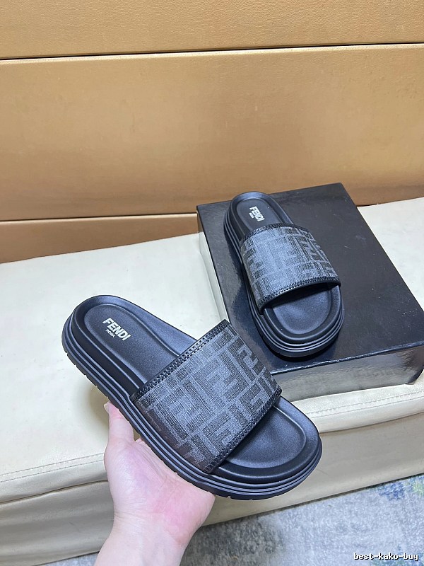 Fendi FF Monogram Casual Black Slide Sandals