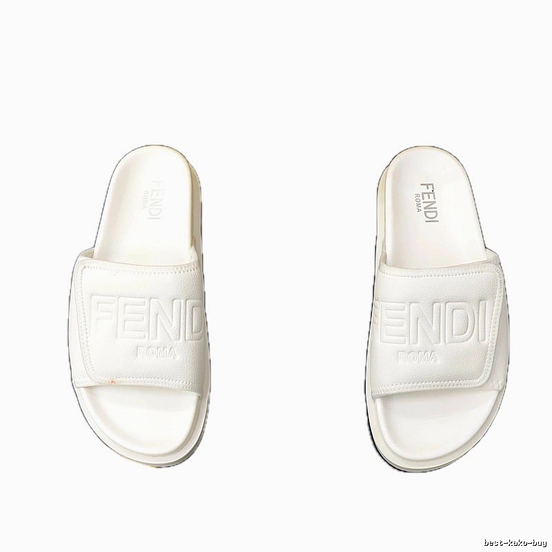 FENDI ROMA Collection Minimalist Style White Slide Sandals