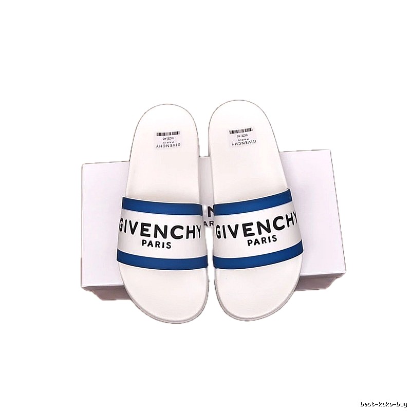 Givenchy Classic Letter Light Luxury Style White and Blue Slippers