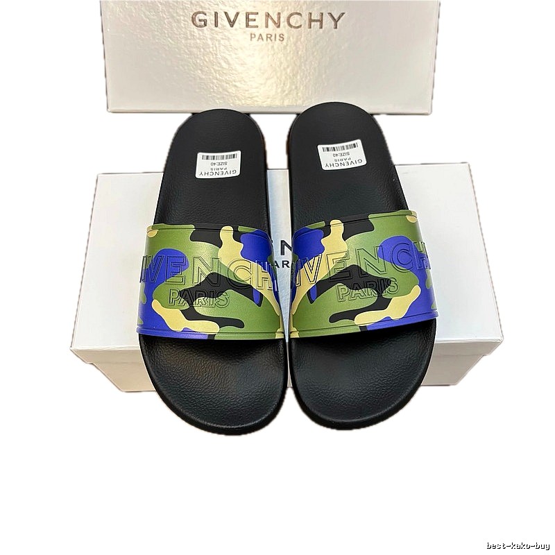 Givenchy Embossed Logo Camouflage-style Color-blocked Slide Sandals