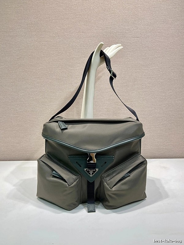 Gray Geometric Shoulder Bag Prada Shoulder Bag for Daily Rotation