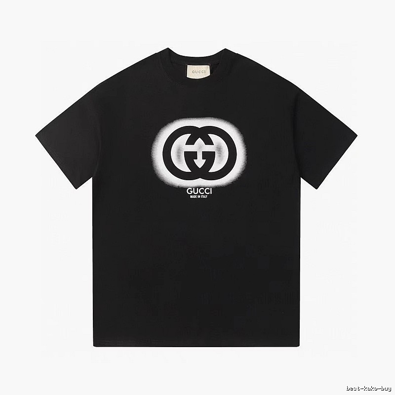 Gucci Double G Print Vintage Style Black T-Shirt