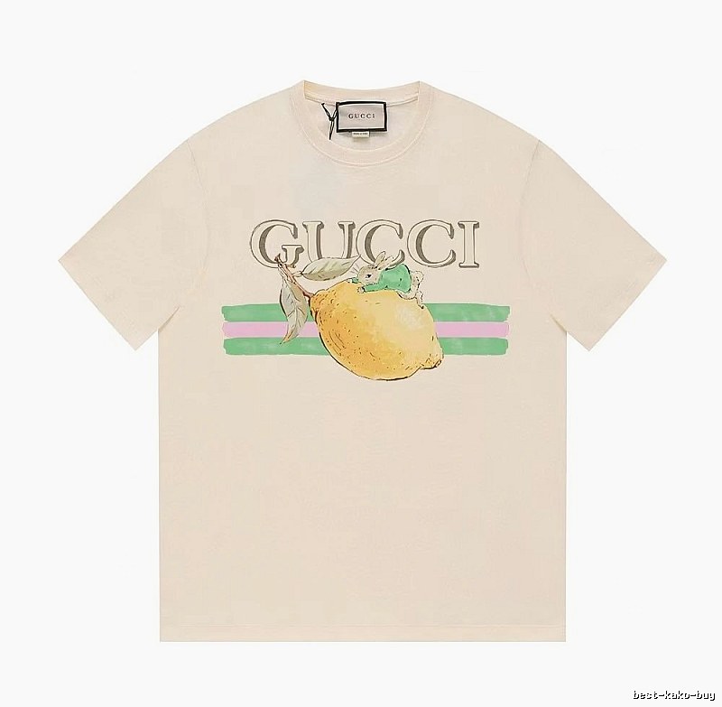 Gucci Lemon Print Casual Style Off-white Short-sleeve T-shirt