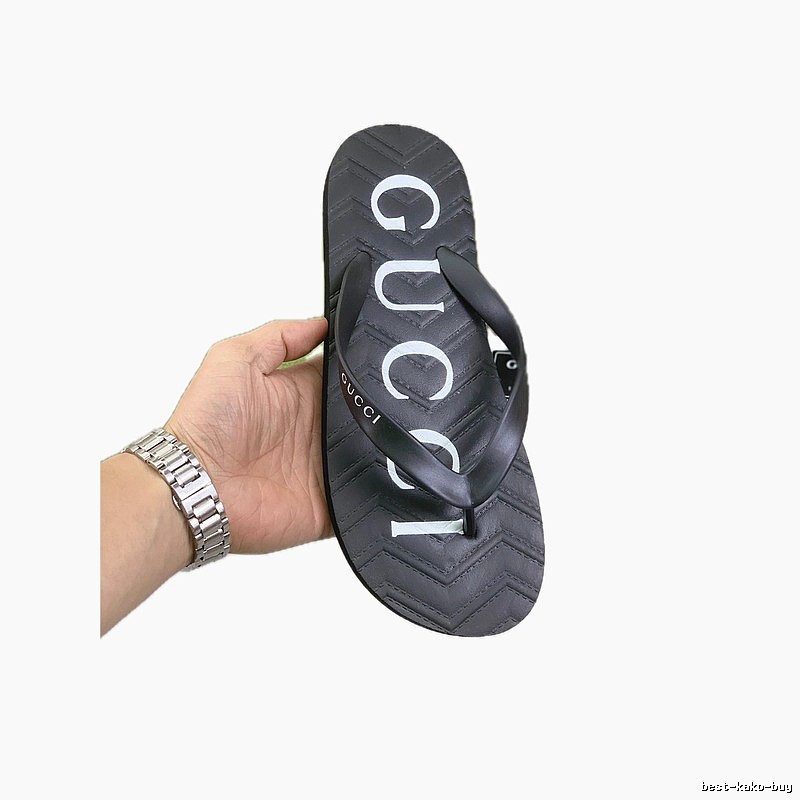 Gucci Letter Print Trendy Black Flip-Flops