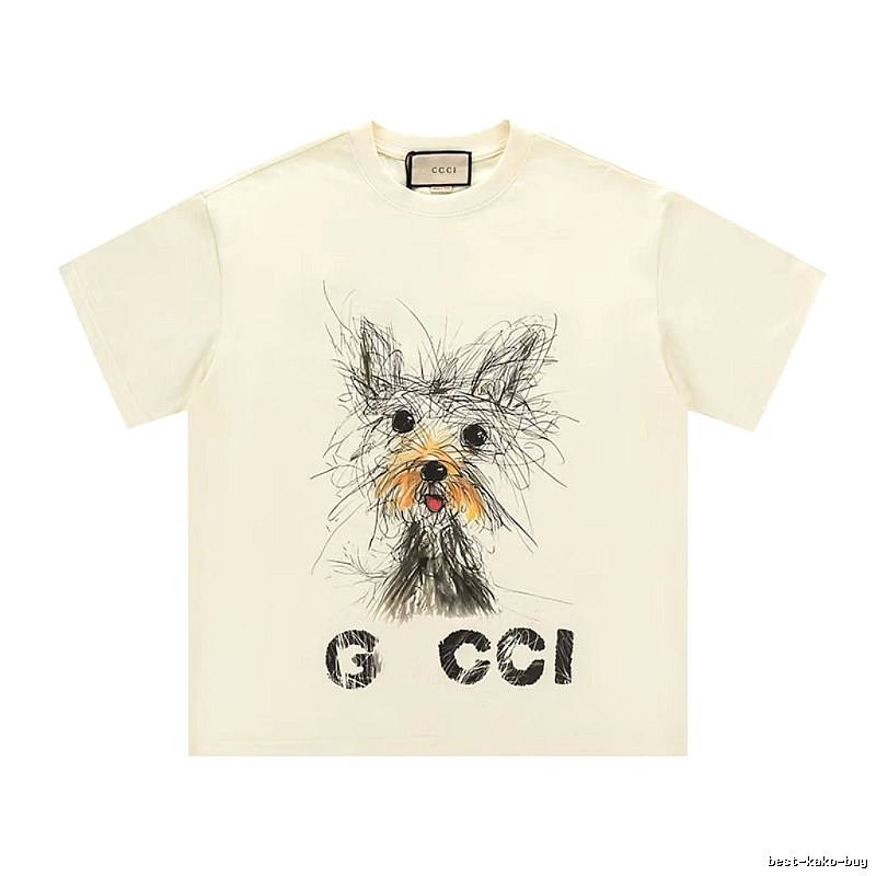 Gucci Puppy Graffiti Casual Style Off-white T-Shirt