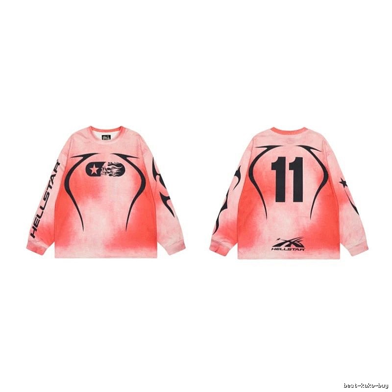 Hellstar 11 Street Style Gradient Pink Long-sleeve T-shirt