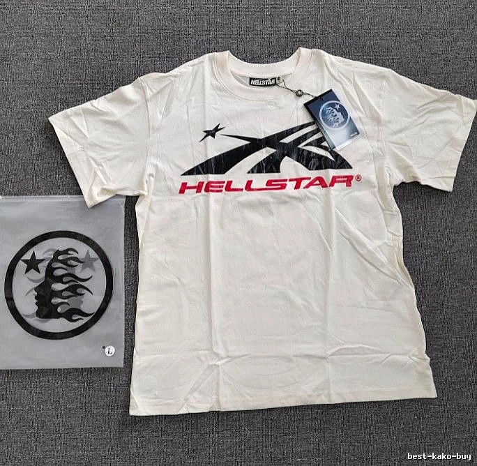 Hellstar Classic Print Street Style Off-white T-Shirt