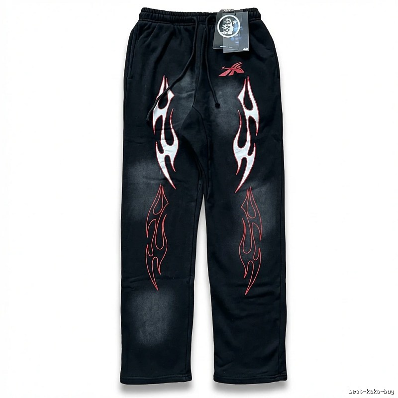 Hellstar Flame Wind Black Sweatpants