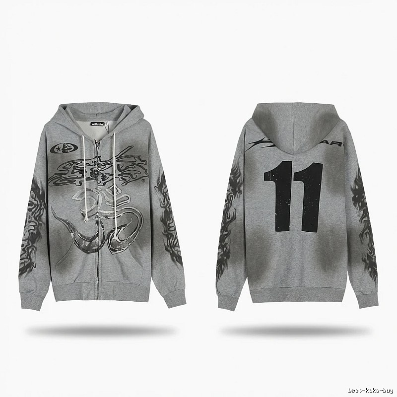 Hellstar Flame Wind Gray Sweatshirt