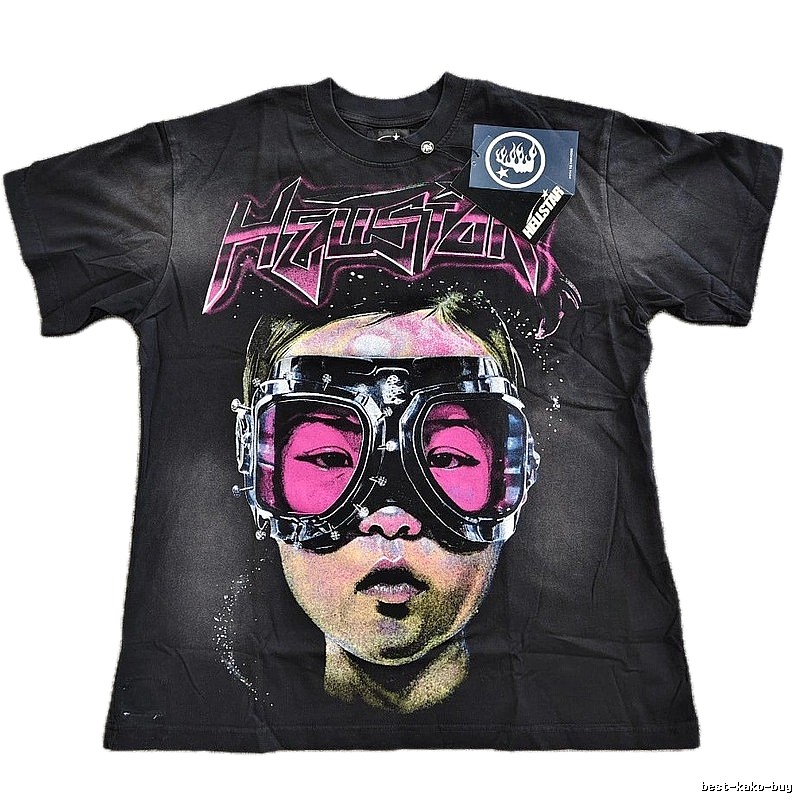 Hellstar Portrait Print Street Style Black T-Shirt