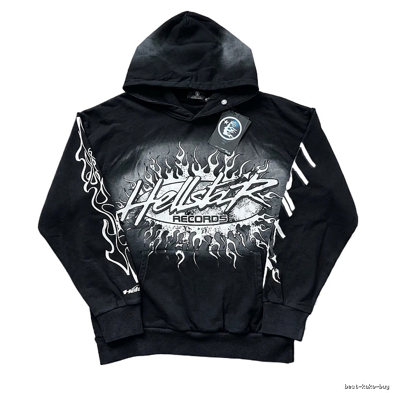 Hellstar Records Flame Wind Black Hoodie
