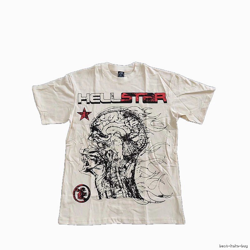 Hellstar Skeleton Print Street-style Off-white T-shirt