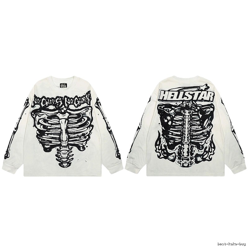 Hellstar Skull Print Dark Style Off-white Long Sleeve T-Shirt