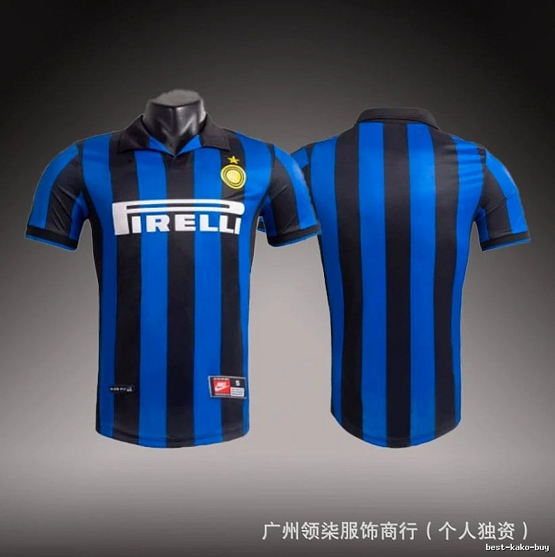 Inter Milan Relaxed Brehme #3 soccer jersey Blue Black Striped with Designer-Inspired Detail