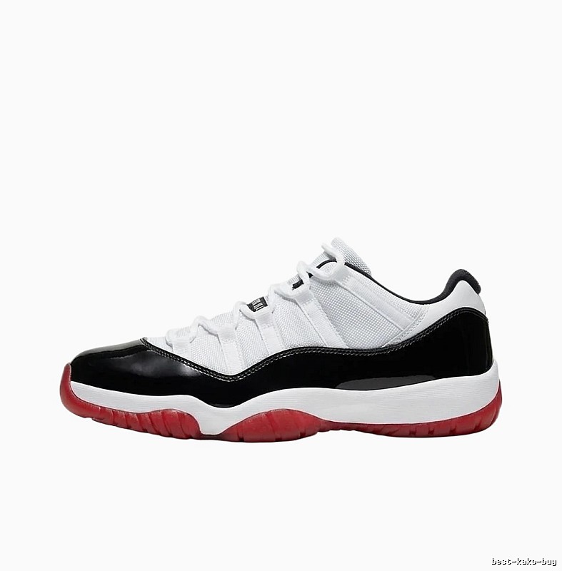 Jordan 11 black, white and red trendy shoes