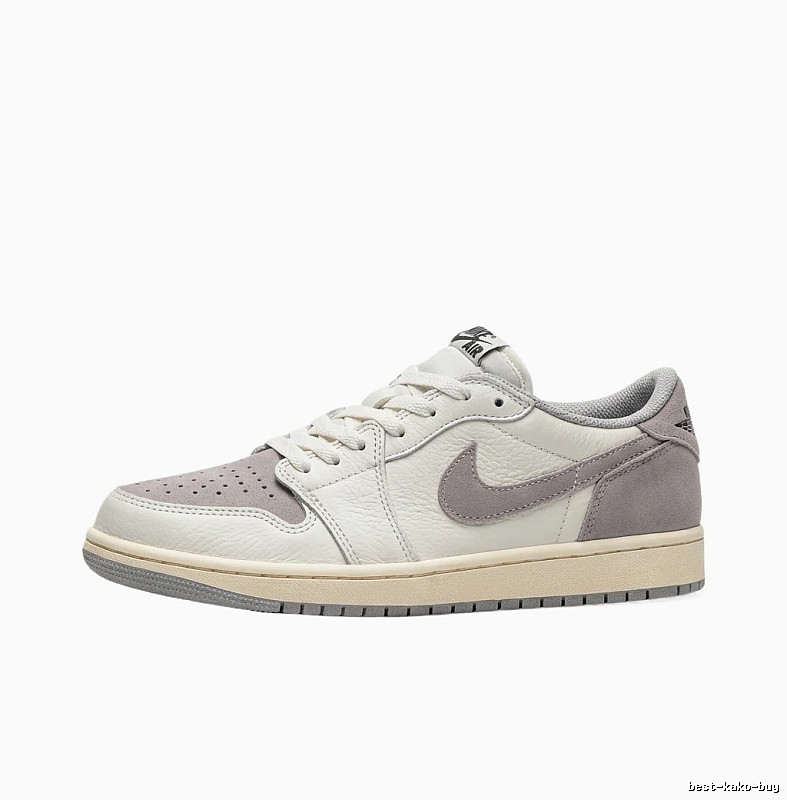 Jordan AJ1 Low-top Retro Gray and White Shoes