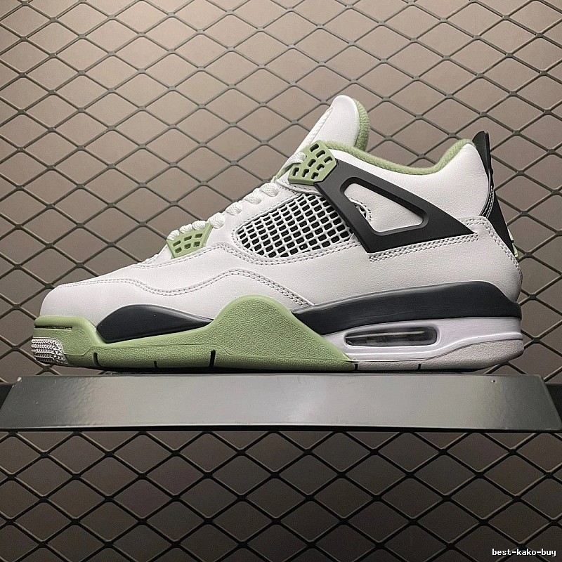 Jordan Basketball High-Tops in White, Black and Green with Court-Inspired Shape