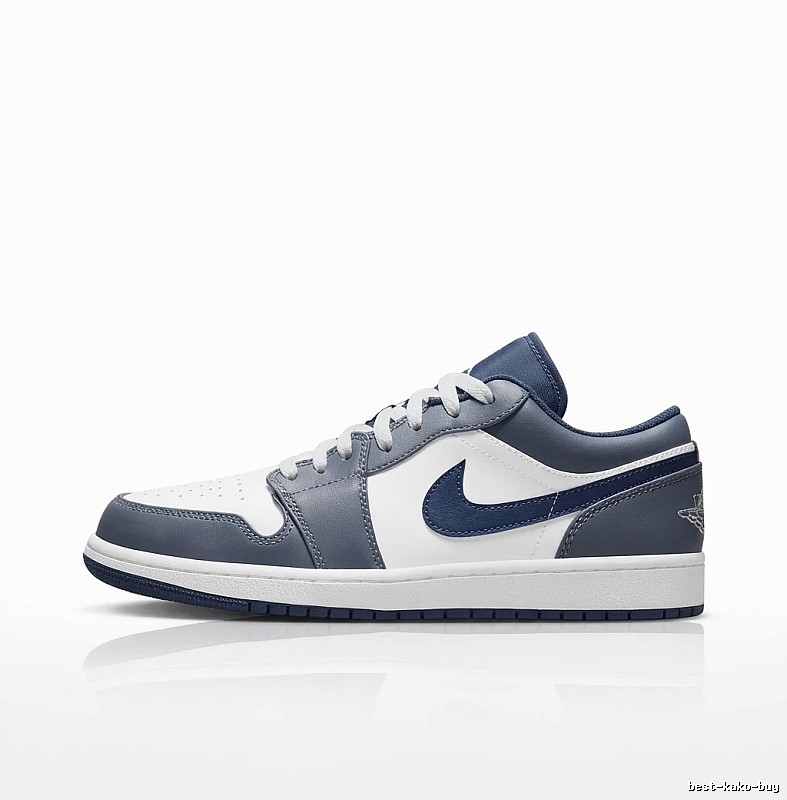 Jordan low-top retro style blue and white shoes