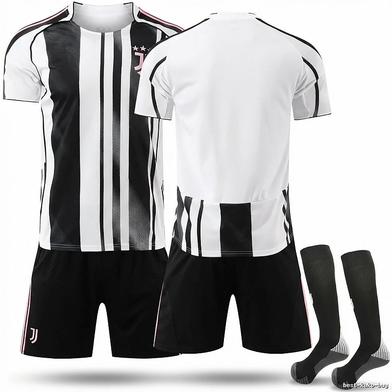 Juventus black and white striped football jerseys