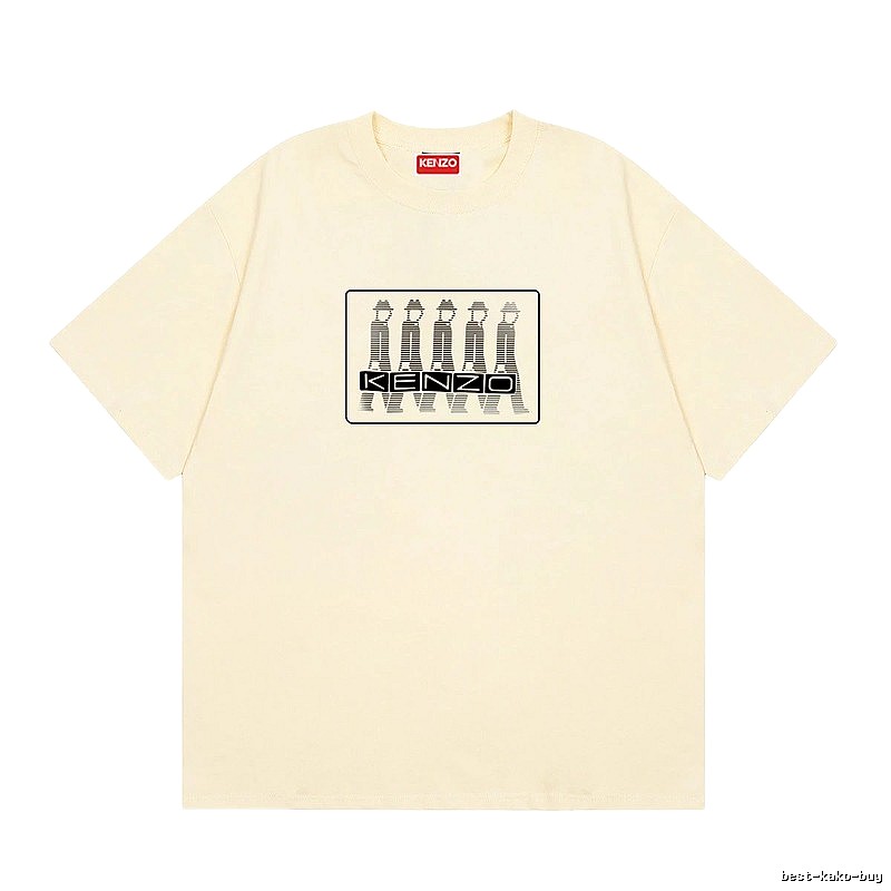 KENZO Character Print Casual Style Beige T-shirt