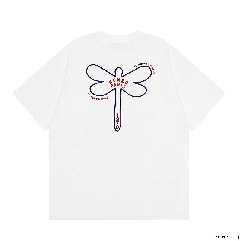 KENZO Dragonfly Print Casual White T-Shirt