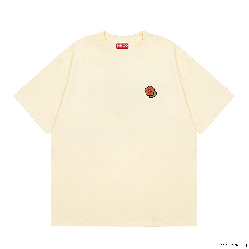 KENZO Embroidered Little Flower Casual Style Off-white T-shirt