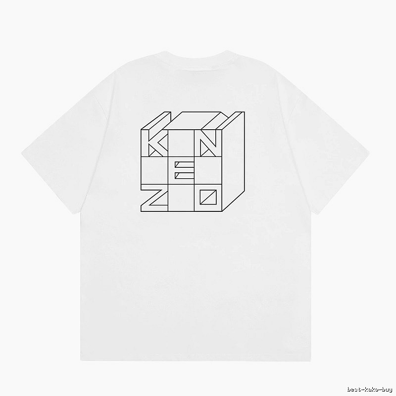 KENZO Geometric Lines Minimalist Style White T-shirt