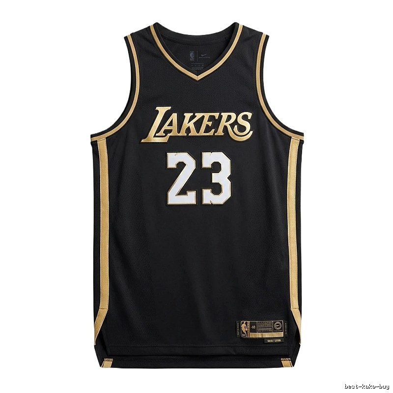 LBJ Lakers black and gold basketball uniform