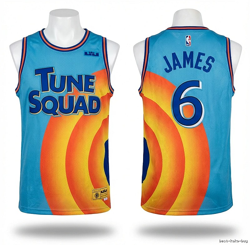 LBJ Tune Squad Blue-Orange Basketball Uniform