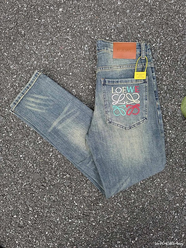 LOEWE Multicolor Emblem And Vintage-Inspired Fading Logo Pocket Jeans for casual