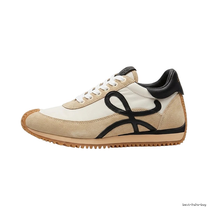 LOEWE retro-style black and brown color-blocking sneakers