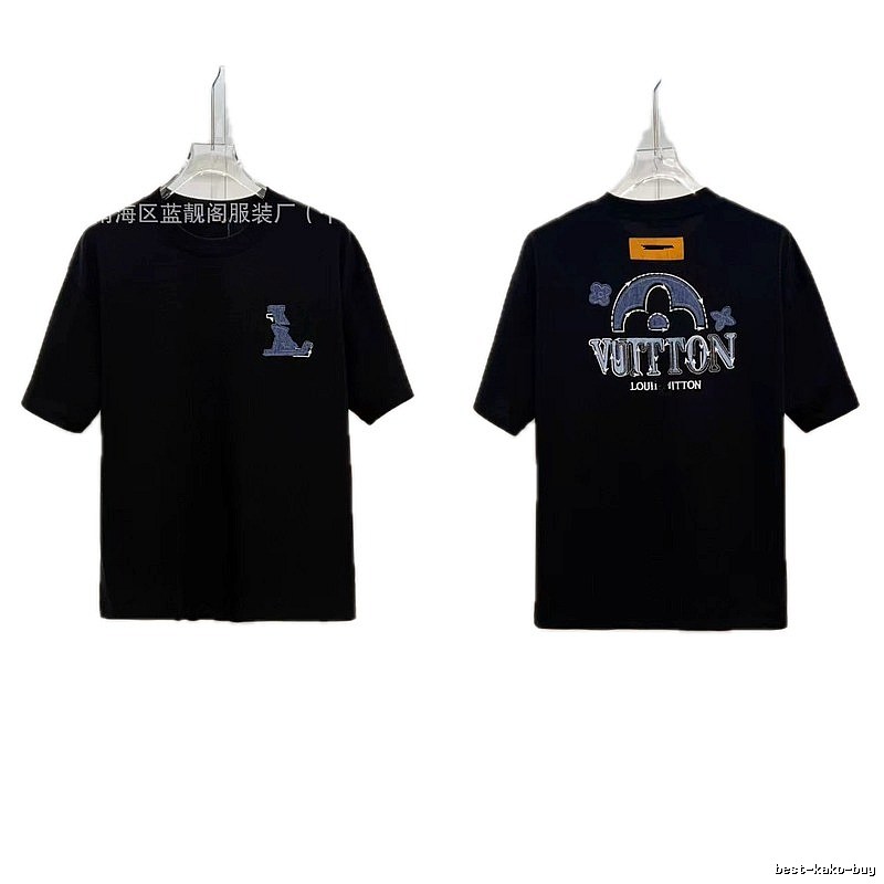 Louis Vuitton Embroidered Streetwear-style Black Short-sleeve T-shirt